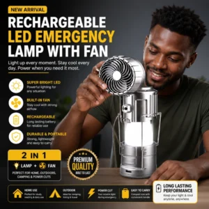 rechargeable led emergency lamp with fan